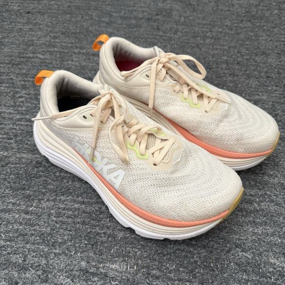 Hoka One One Gaviota 5 Sneakers Women 8.5D Women 1134270 Beige Pink Run Jog Gym - Picture 2 of 13